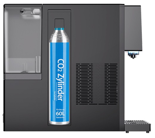CO2 Zyliner der SMT9000 Multione Auftisch Osmoseanlage, Umkehrosmoseanlage mit Sodawasser, Sprudelwasser Wasserspender Funktion und Kompressorkühlun